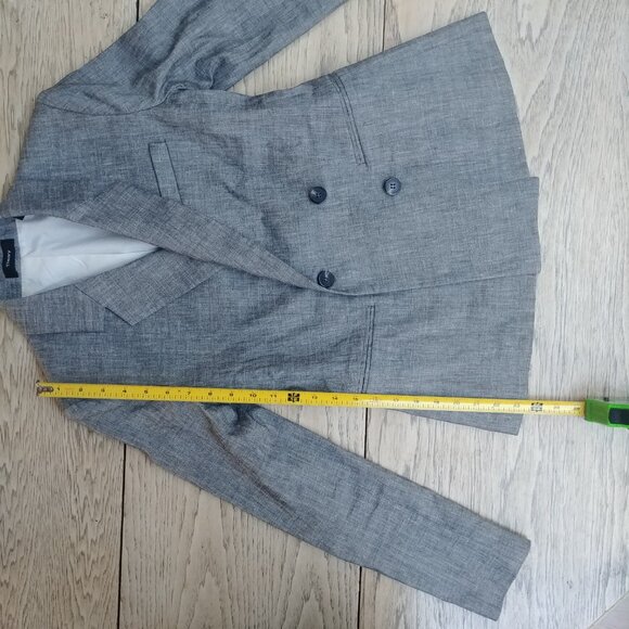 Theory size 4 linen blend double breasted blazer jacket lightweight gray - Picture 6 of 16